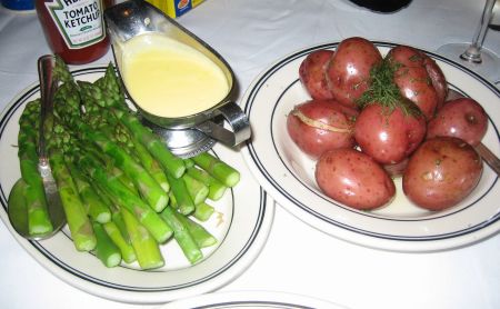 Asparagus and whole red potatoe sides at The Oceanaire